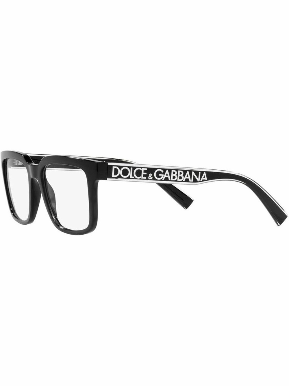 Dolce & Gabbana Black Logo-Temple Rectangular Eyewear